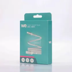 Câble USB/USB-C magnétique, USB2,0 - 20V/3A 60W max, 1mètre blanc