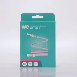 Câble USB/USB-C magnétique, USB2,0 - 20V/3A 60W, 1mètre Violet