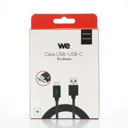 Câble USB/USB-C en silicone - USB 2.0 - 1m - noir
