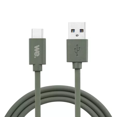 Câble USB/USB-C en silicone - USB 2.0 - 1m - vert kaki