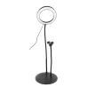 Anneau lumineux D.20 cm avec support téléphone universel sur pied métal séparable. 3 modes couleurs et 10 modes de luminosité…