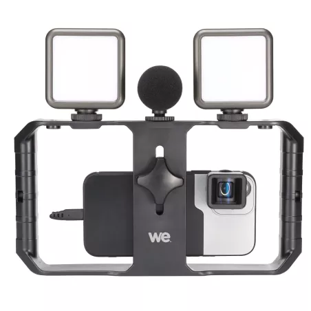 Support/Rig universel pour Vlogging comp av tous les smartphones, stabilisateur, 3 griffes pour acces 5 pas de vis 1/4 cmpt…