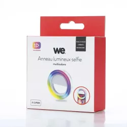 Anneau lumineux portable, diamètre de l'anneau 8.5cm, 16 LEDs, lumière blanche et RGB, batterie rechargeable de 150mAh…