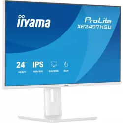 Ecran IIYAMA 24'' Ultra mince Blanc IPS 1920x1080 16:9 120Hz 4ms 350cd/m² HDMI DP USB-HUB (2x 3.2 + 2xC) HPs 2 x 2W 15cm pied…