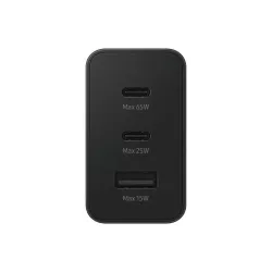 Chargeur adaptateur secteur Ultra Rapide TRIO 65W, 2x Ports USB Type C & 1x USB Type A (sans câble) Coloris Noir Samsung…