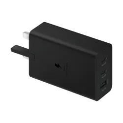 Chargeur adaptateur secteur Ultra Rapide TRIO 65W, 2x Ports USB Type C & 1x USB Type A (sans câble) Coloris Noir Samsung…