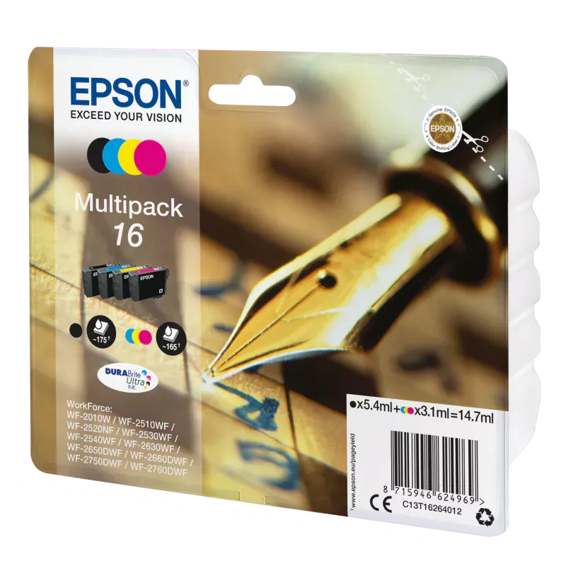 EPSON Cartouche Multipack Stylo à plume 16 Encre N,C,M,J 14,7ml