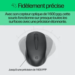 HP 330 Noir - Ensemble combiné clavier et souris sans fil AZERTY - Témoin LED pavé numérique, 1600 dpi, 2.4Ghz