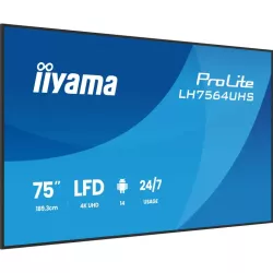 IIYAMA LFD 75 dalle VA 4K UHD 3840x2160 16:9 24/7 2xHDMI USB-C 2xUSB HPs 500cd/m² 6.5ms VESA 500x500 Paysage/portrait…