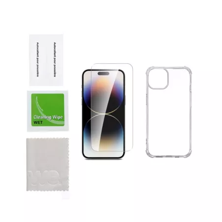 WE PACK verre trempé et coque de protection transparente APPLE IPHONE 15