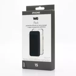 WE PACK verre trempé et coque de protection transparente APPLE IPHONE 15
