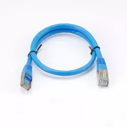 Câble RJ45 Male/Male droit CAT6A S/FTP - Longueur 0.50M - Bleu - en sachet
