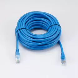 Câble RJ45 Male/Male droit CAT6 U/UTP - Longueur 10M - Bleu - en sachet