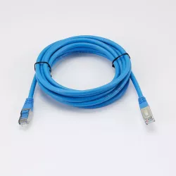 Câble RJ45 Male/Male droit CAT6A F/UTP - Longueur 3M - Bleu - en sachet