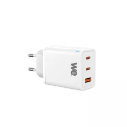 Chargeur GaN 1 port USB + 2 ports USB-C 65W - coloris blanc - en sachet