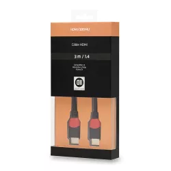 Câble HDMI 1.4 M/M - High Speed HD 3 m - Fiches Or