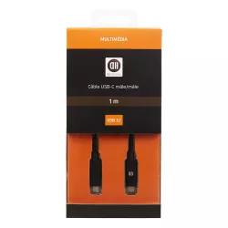 Câble USB-C/USB-C mâle/mâle 1m - USB 3.2 gen 1 - charge 60W (3A/20V) - noir