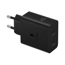 Chargeur secteur ULTRA RAPIDE DUO 50W ou 2 x 25W, GaN (avec câble 45W 1,8M Coloris Noir SAMSUNG EP-T5020XBEGEU