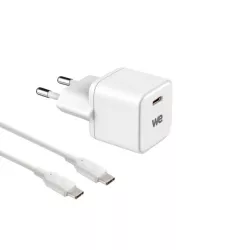 Bundle Chargeur GaN USB-C 20W + câble USB-C/USB-C - 1m - Blanc