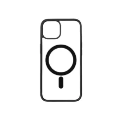 We Coque de protection RUBBER APPLE IPHONE 14 - Dos transparentcontour mat noir - Compatible MAGSAFE