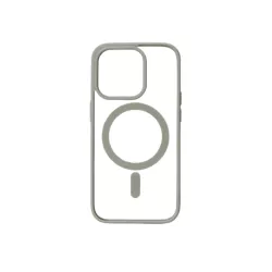 We Coque de protection RUBBER APPLE IPHONE 14 PRO - Dos transparentcontour gris - Compatible MAGSAFE