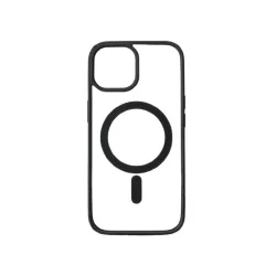 We Coque de protection RUBBER APPLE IPHONE 15 - Dos transparentcontour mat noir - Compatible MAGSAFE