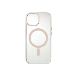 We Coque de protection RUBBER APPLE IPHONE 15 - Dos transparentcontour rose - Compatible MAGSAFE