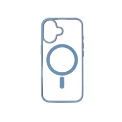 We Coque de protection RUBBER APPLE IPHONE 16 - Dos transparentcontour bleu - Compatible MAGSAFE