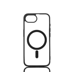 We Coque de protection RUBBER APPLE IPHONE 16E/17E - Dos transparent–contour mat noir - Compatible MAGSAFE