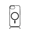 We Coque de protection RUBBER APPLE IPHONE 16E/17E - Dos transparent–contour mat noir - Compatible MAGSAFE