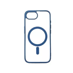 We Coque de protection RUBBER APPLE IPHONE 16E/17E - Dos transparent–contour mat bleu - Compatible MAGSAFE