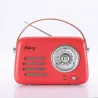 Enceinte/Radio HALTERREGO rétro 3, 5W RMS, Bluetooth, Radio FM, lecteur USB, Aux IN, batterie rechargeable, rouge