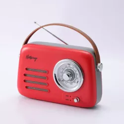 Enceinte/Radio HALTERREGO rétro 3, 5W RMS, Bluetooth, Radio FM, lecteur USB, Aux IN, batterie rechargeable, rouge