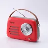 Enceinte/Radio HALTERREGO rétro 3, 5W RMS, Bluetooth, Radio FM, lecteur USB, Aux IN, batterie rechargeable, rouge