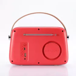 Enceinte/Radio HALTERREGO rétro 3, 5W RMS, Bluetooth, Radio FM, lecteur USB, Aux IN, batterie rechargeable, rouge