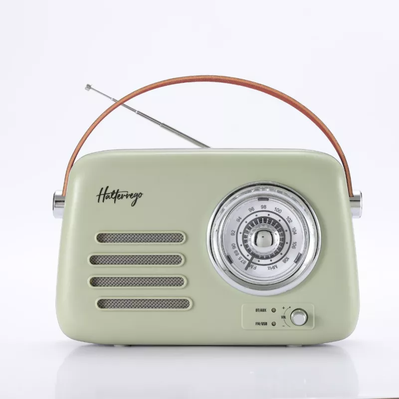 Enceinte/Radio HALTERREGO rétro 3, 5W RMS, Bluetooth, Radio FM, lecteur USB, Aux IN, batterie rechargeable, vert