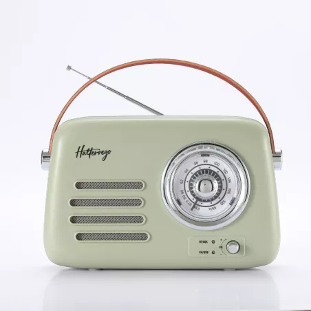 Enceinte/Radio HALTERREGO rétro 3, 5W RMS, Bluetooth, Radio FM, lecteur USB, Aux IN, batterie rechargeable, vert