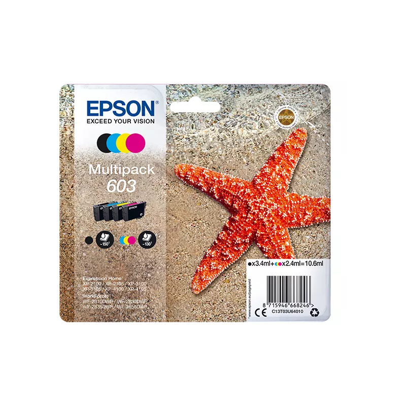 EPSON Multipack Etoile de Mer 603 3,4ml noir, 2,4ml C,M,Y