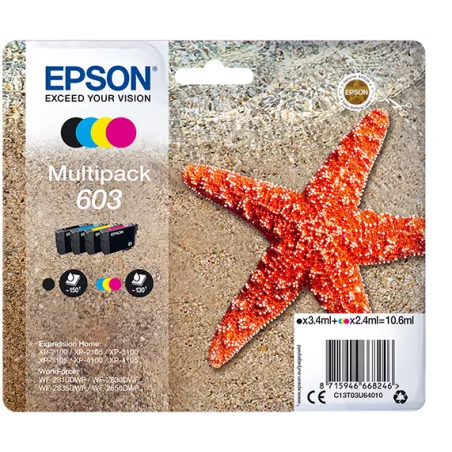 EPSON Multipack Etoile de Mer 603 3,4ml noir, 2,4ml C,M,Y