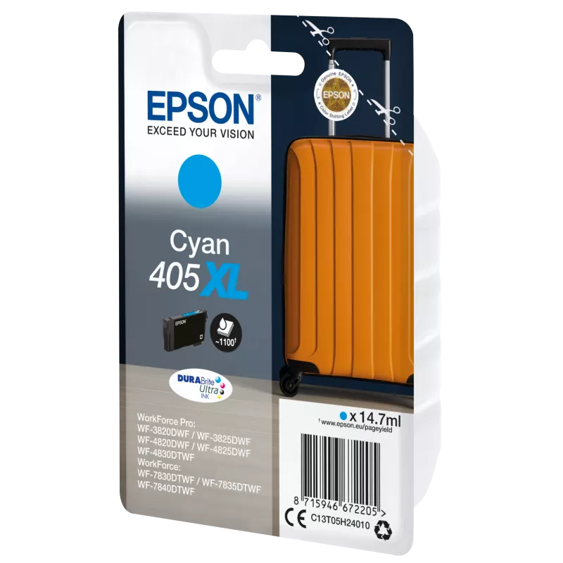 EPSON Cartouche Encre Durabrite Ultra Valise 405XL Cyan 14,7ml