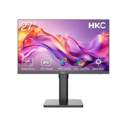 Ecran 27" HKC T2752U 3840x2160 IPS 16:9 60Hz 1000:1 5ms 350cd/m² 2xHDMI DP A/O VESA 75x75 Inclinable Réglab 80mm haut Pivot…