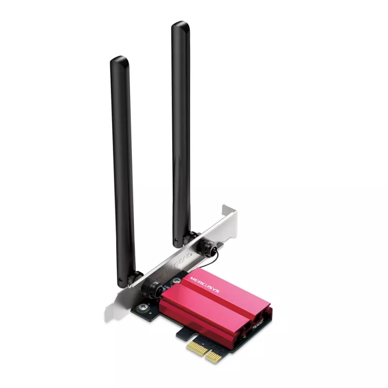Adaptateur PCIe WiFi 6E AXE5400 Bluetooth 5.2 Vitesse 2402 Mbps (6 GHz) + 2402 Mbps (5 GHz) + 574 Mbps (2,4 GHz) 2 antennes…