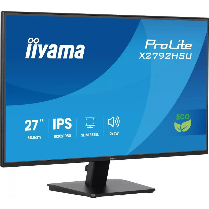 Ecran IIYAMA 27'' Noir dalle IPS LED Ultra mince 16:9 1920x1080 3ms 350 cd/m² 120Hz HDMI Displayport 2xUSB (3.2) Haut parleurs…