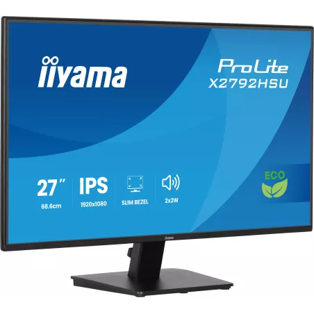 Ecran IIYAMA 27'' Noir dalle IPS LED Ultra mince 16:9 1920x1080 3ms 350 cd/m² 120Hz HDMI Displayport 2xUSB (3.2) Haut parleurs…
