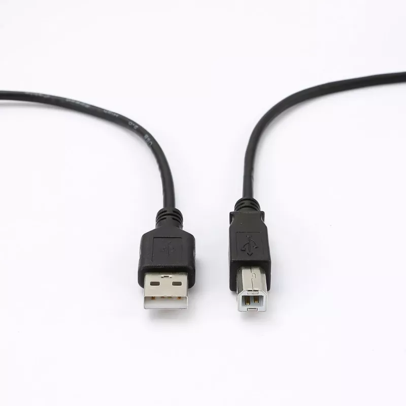 Câble USB A/USB B Male/Male - Longueur 2M - Noir - en sachet