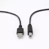 Câble USB A/USB B Male/Male - Longueur 2M - Noir - en sachet