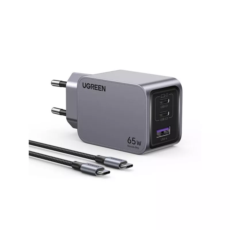 UGREEN Chargeur Rapide 65W PD 3 Ports + Câble USB-C USB-C*25871