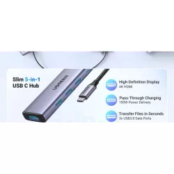 UGREEN Hub 5 en 1 3xUSB3.2/USB-C/HDMI 4K *15596