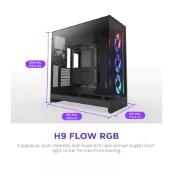 NZXT H9 Flow RGB (CM-H92FB-R1) Dual-Chamber Mid-Tower Case w/ RGB Fans -