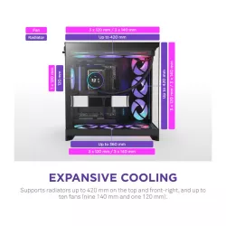 NZXT H9 Flow RGB (CM-H92FB-R1) Dual-Chamber Mid-Tower Case w/ RGB Fans -